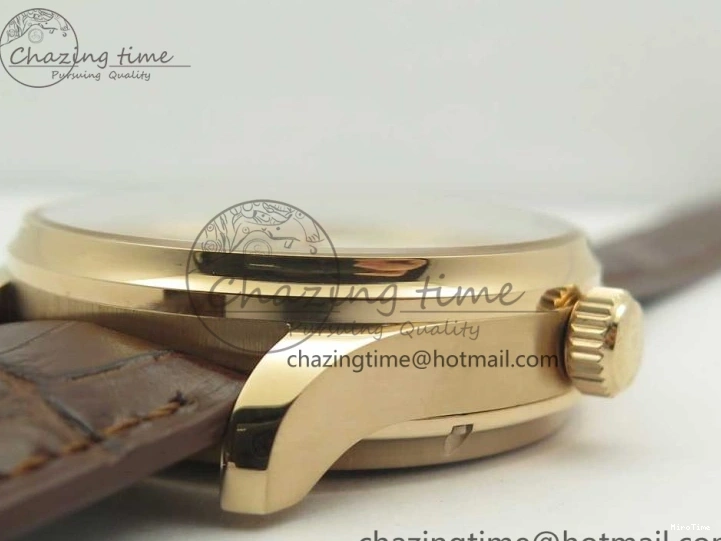 MIROTIME 0113 Portuguese Tourbillon IW5463 RG ZF Best Edition White Dial on Brown Leather Strap Stylish 7174